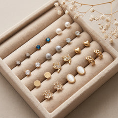 12 Pair of Studs Earrings - Set 2