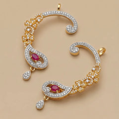 1K zircon Red Stone Golden Ear Cuffs