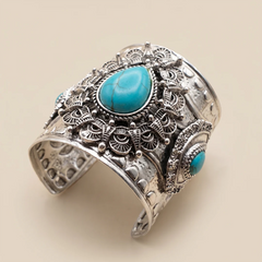 Antique Turquoise Faux Stone Metallic Handcuff