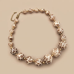 Beige Large Beads Necklace - Short