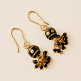 Black Golden Jhumki Earrings - Small