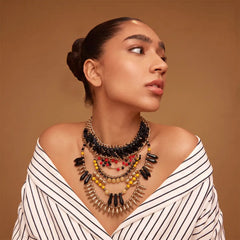 Black & Red Beads Tribal Necklace