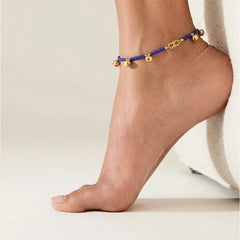 Blue Golden Bell Anklet - Single