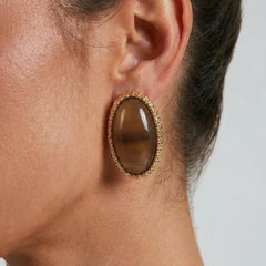 Brown Stone Egyptian Stud Earrings