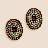 Champaigne Stone Stud Earrings - Round