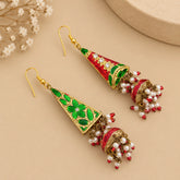 Double Sided Meenakari Jhumka Earrings - Red