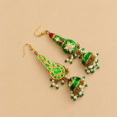 Double Sided Meenakari Jhumka Earrings - Green