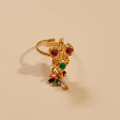 Fang Multi Beads Toe Ring - Sizeable