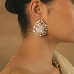 Golden-Champagne Stone Earrings