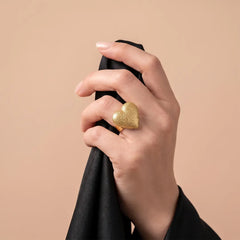 Golden Heart Mesh Ring - Sizeable