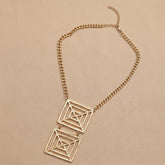 Golden Metallic Geometric Necklace - Short
