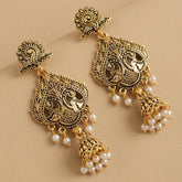 Golden Peacock Jhumka Earrings