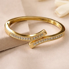 Golden Rhinestone Cross Bangle