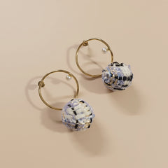 Handmade Fabric Ball Earrings - Purple