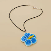 Kids Necklace - Handmade Polymer L.Blue Flower