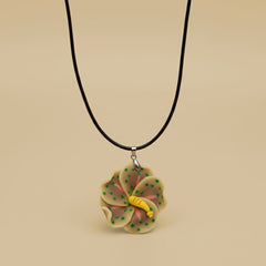 Kids Necklace - Handmade Polymer Multi-Brown Flower