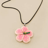 Kids Necklace - Handmade Polymer Pink Flower