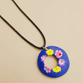 Kids Necklace - Polymer Floral Blue