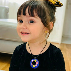 Kids Necklace - Polymer Floral Blue
