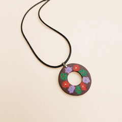 Kids Necklace - Polymer Floral Brown