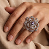 Lilac Stone Silver Ring - Sizeable Large