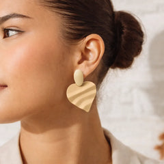 Mate Metallic Beige Heart Earrings