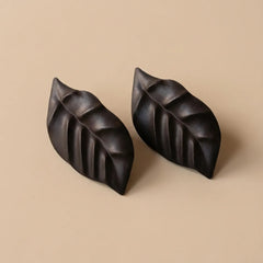 Mate Metallic Leaf Earrings - Brown