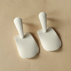 Mate Metallic Mono Earrings - White