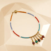 Multib Beads Tussel Golden Anklet - Single