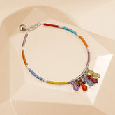 Multib Beads Tussel Silver Anklet - Single