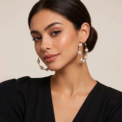 Pearl Hoop Earrings - Large