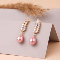 Pink Pearl Stone Earrings