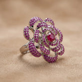 Pink Stone Silver Ring - Sizeable Large