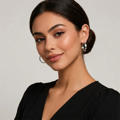 Plain Silver Steel Hoop Earrings