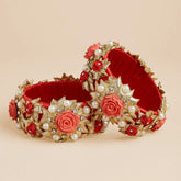 Red Handmade Floral Bangles