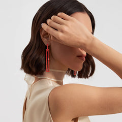 Red Stone Thai Earrings