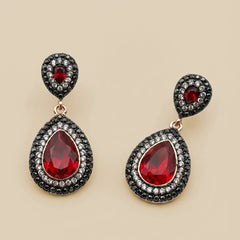 Red Stone Turkish Earrings