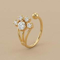 Rhinestone Floral Golden Nose Ring