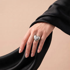 Silver Heart Mesh Ring - Sizeable