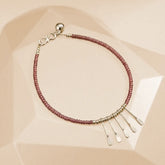 Silver Purple Beads Anklet - Single