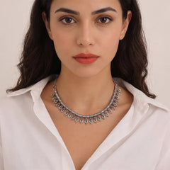 Silver Tribal Choker Necklace