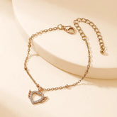 Stone Angel Heart Golden Bracelet - Shein