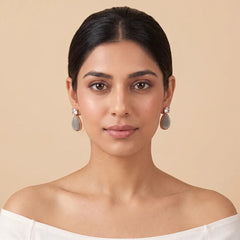 Teardrop Metallic Velvet Earrings - Grey