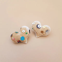 Velvet Hair Clips - Beige