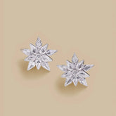 Silver White Stone Floral Earrings