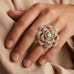 White Stone Silver Ring - Sizeable Large