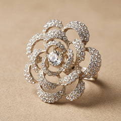 White Stone Silver Ring - Sizeable Large