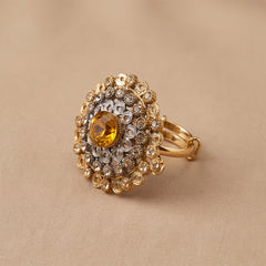 Yellow Stone Mesh Ring - Sizeable