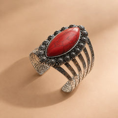 Antique Red Faux Stone Metallic Handcuff