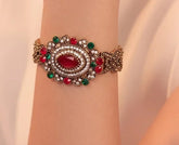 Turkish Shahi Red Stone Golden Bracelet
